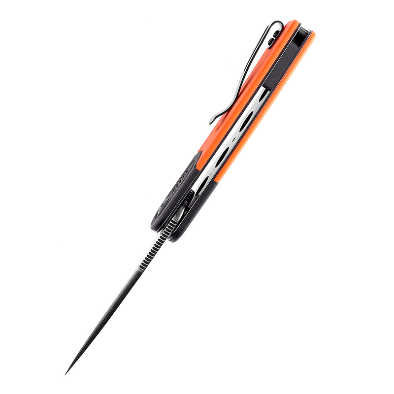 Reverie T2025B3 Black Stonewashed 154CM Blade Black and Orange G10 Handle Design by Justin Lundquist