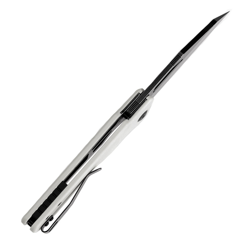 KANSEPT Egress T1033A4 Black Stonewashed 14C28N White G10 Handle with Nitch Designs Design