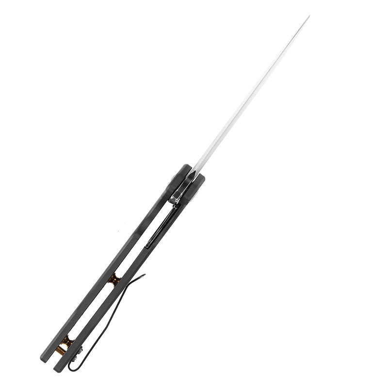 KANSEPT Kryo Thumb Hole/Flipper Knife Black Rose Pattern Carbon Fiber Handle (3.58"CPM S35VN Blade) Kim Ning Design-K1001M1