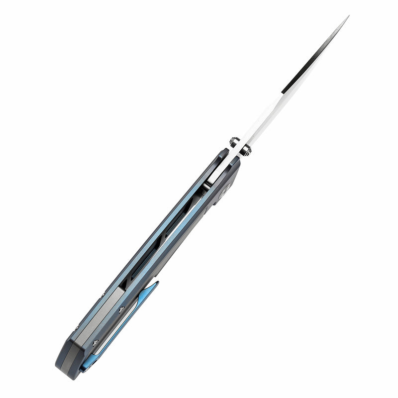 KANSEPT Bison Thumb Stub Blue Anodized Titanium Handle (4.25" CPM S35VN Blade) with Ray Laconico Knives Design-K1108B2