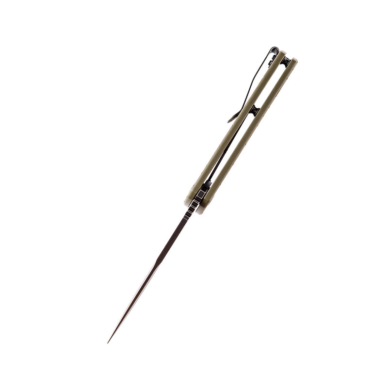 KANSEPT Kryo Thumb Hole Knife Soccer Pattern Green G10 Handle (3.58"D2 Blade) Kim Ning Design-T1001A6