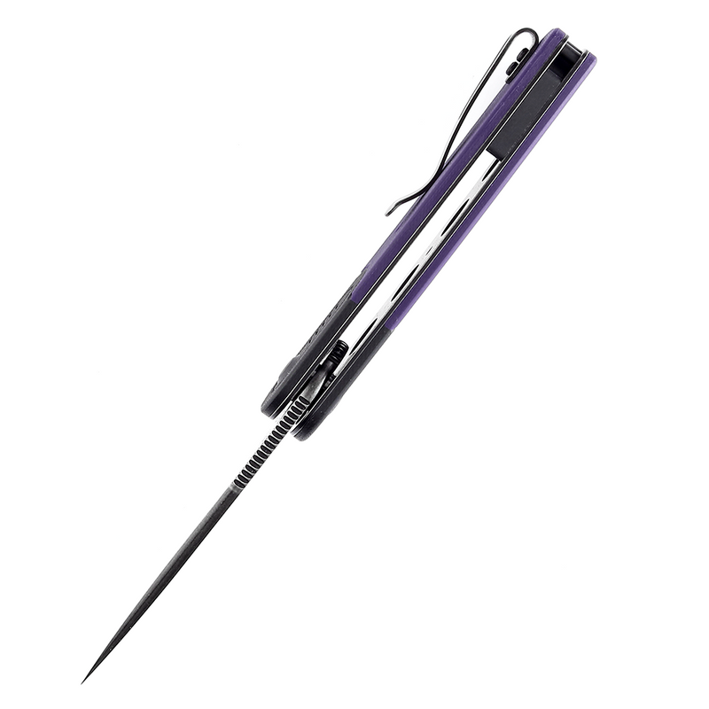 Reverie T2025B5 Black Stonewashed 154CM Blade Black and Purple G10 Handle Design by Justin Lundquist