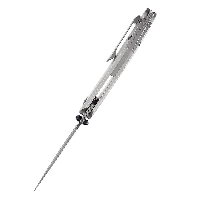 KANSEPT Baku Flipper/Thumb Hole Knife Titanium + G10 Inlay Handle (3.2'' Damascus Blade) Sparrow Knife Co Design-K1056A4