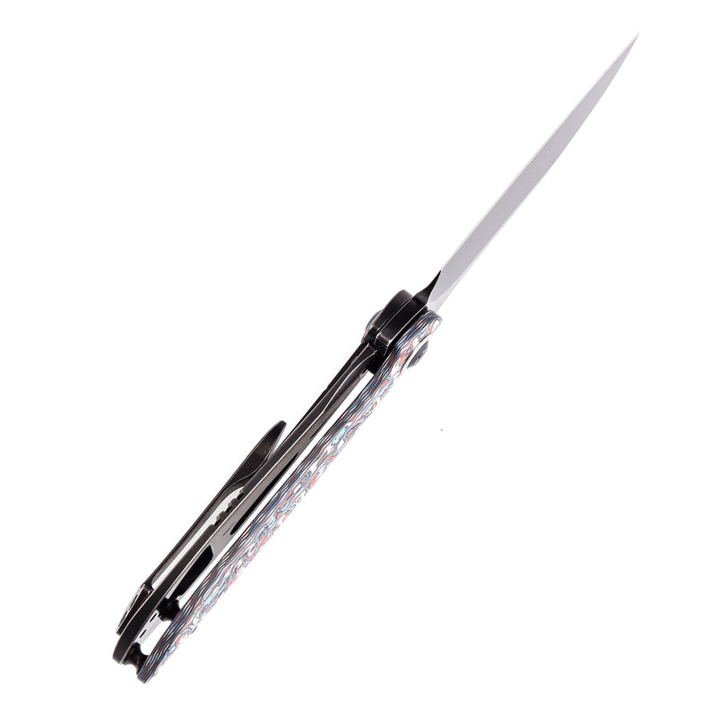 KANSEPT Prometheus Folding Knife White Blue Red Nebula Carbon Fiber Handle(3.29'' CPM S35VN Blade)D.O.C.K. Design-K1040A2