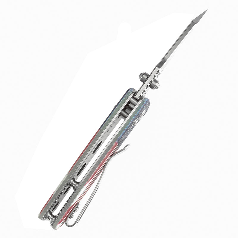 KANSEPT Little Main Street Cross Bar Lock Jade G10 with American Flag Handle (2.26'' Stonewashed 154CM Blade) Dirk Pinkerton Design T2015V6