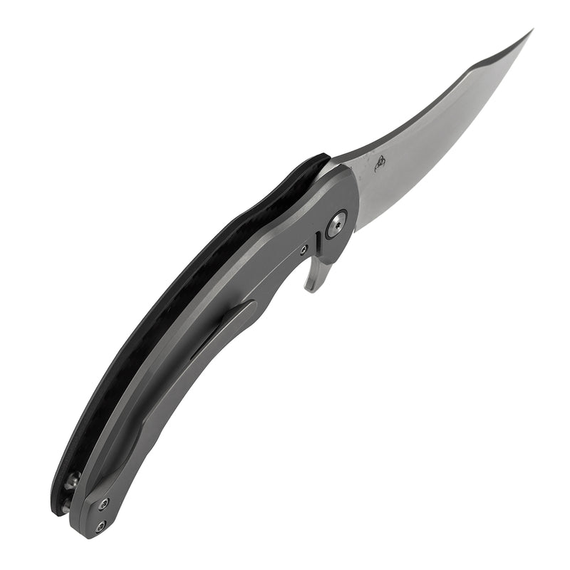 KANSEPT Gilgamesh Flipper Twill Carbon Fiber & G10 with Stonewashed Titanium Handle ( 3.75" CPM S35VN Blade) Andreas Goltz Designed- K1128A1