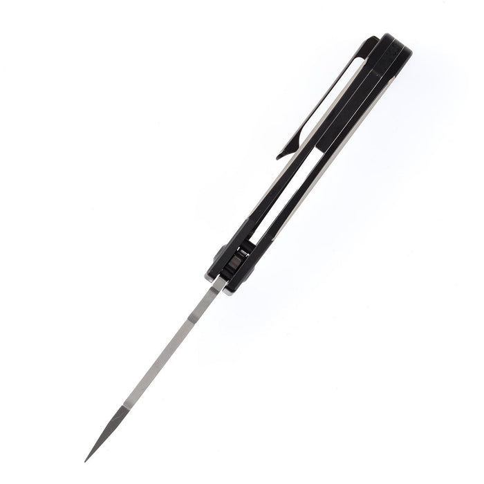 KANSEPT Loki Thumb Hole Knife Plain & Black Anodized Titanium Handle (2.99''Damascus Blade)Steven Dunnuck Design-K1058A3