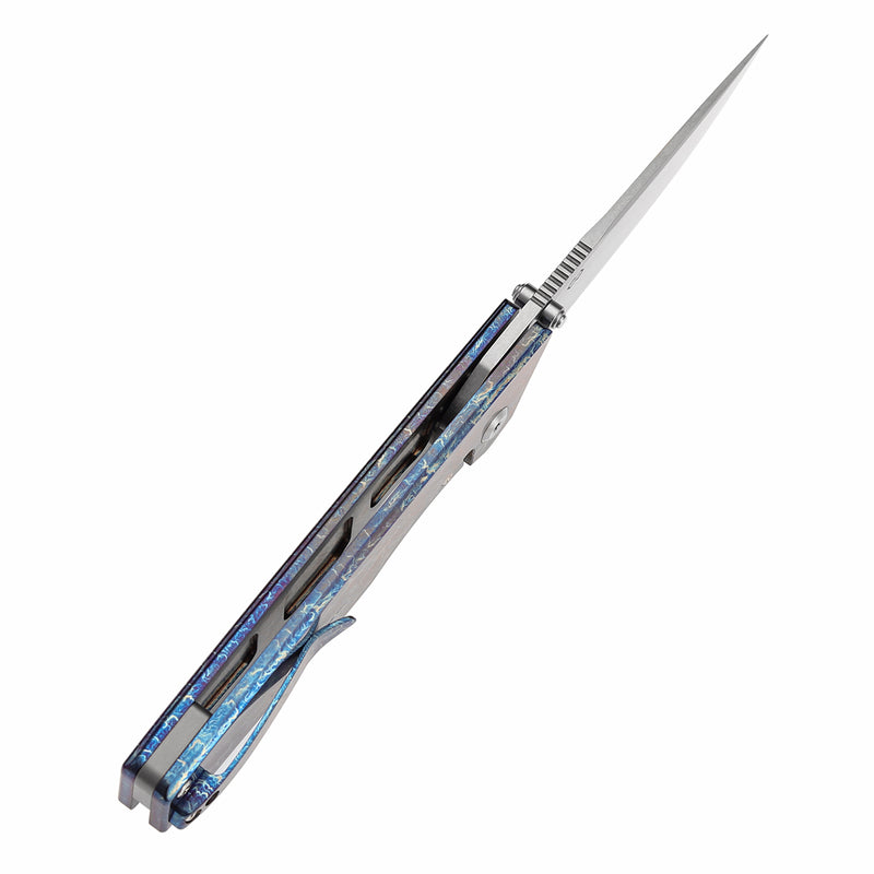 KANSEPT Chimera Thumb Stub Titanium with Lightning Strike Finish Handle (3.15" CPM S35VN Blade) with Matsey Design-K1096A5