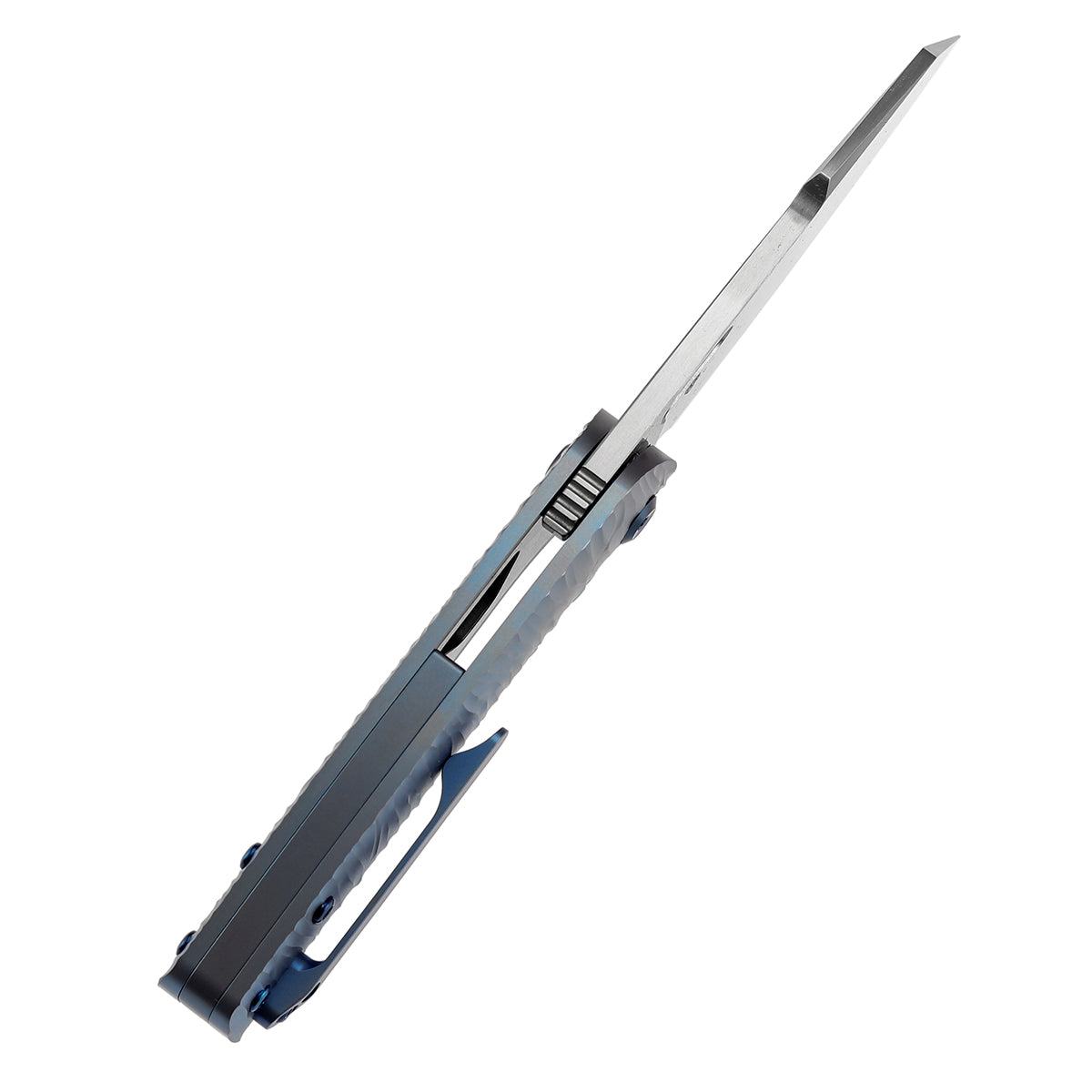 Nested Lock KANSEPT Orlok | Nested Liner Lock | Blue Anodized Ti with Micro Rock T ...