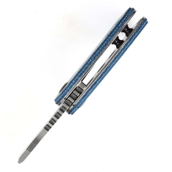 KANSEPT Mini Korvid  Flipper Knife Blue Micata Handle (1.45'' 154CM Blade) Koch Tools Design-T3030M1