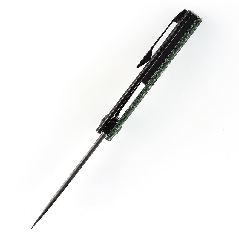 KANSEPT AGI Flipper Knife  Green Carbon Fiber + Titanium Handle (2.94''CPM S35VN Blade) Michal Galovic & Michal Komorovsky Design-K2037A4