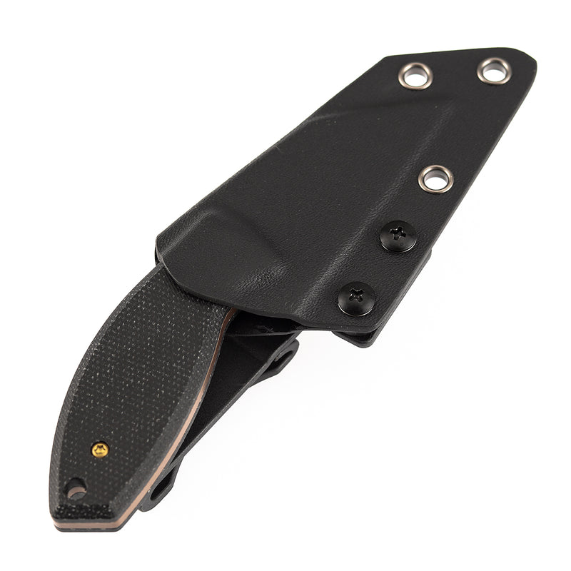 KANSEPT Siafu | Fixed Blade | 2.41" Rose Gold Coated D2 Blade | Black Micarta | Dirk Pinkerton Design | G016A2