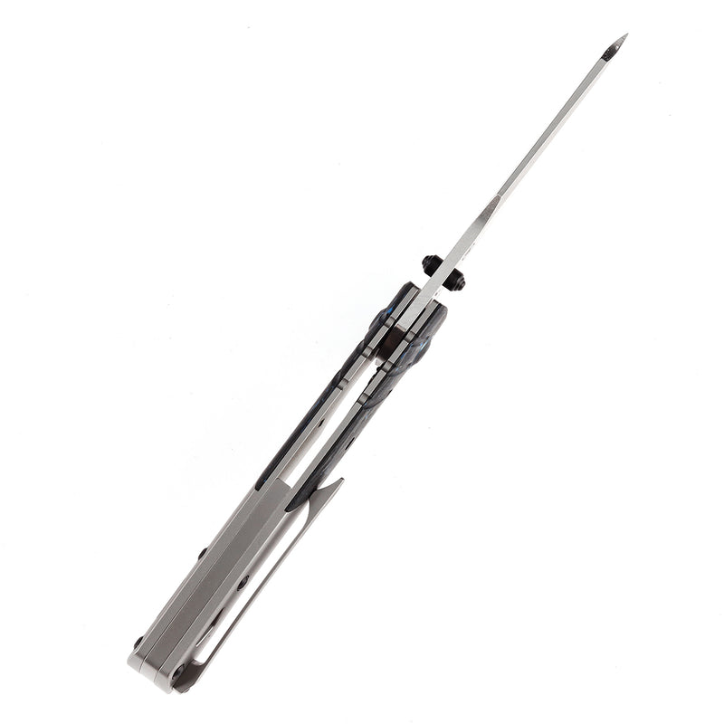 KANSEPT Weim Thumb Studs Knife Blue Carbon Fiber+Plian Titanium Handle (3.28''CPM S35VN Blade)Jonathan Styles Design-K1051A4