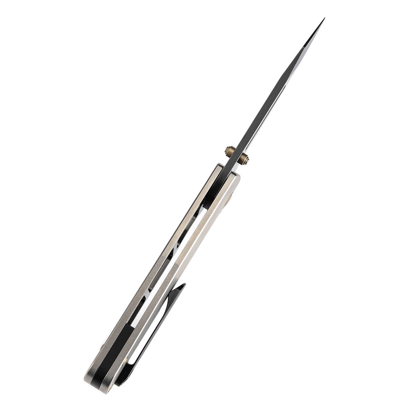 KANSEPT Superhawk Flipper Knife Titanium with Orange Peel Finish Handle(3.89''CPM S35VN Blade) Warhawk Knives Design-K1084A2