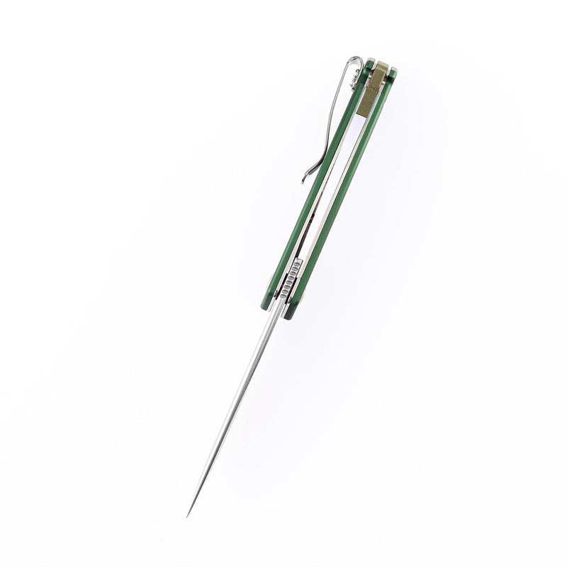 KANSEPT Mini Accipiter Front Flipper Knife Green Aluminum Handle (2.9" 154CM Blade) Kim Ning Design-T2007A4