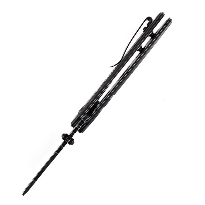 KANSEPT M+ Korvid Thumb Studs/Flipper Knife Black G10 Handle (3.07'‘ 154CM Blade ) Koch Tools Design-T2030B1U