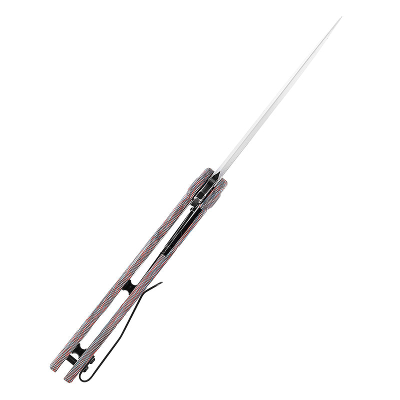 KANSEPT Kryo Thumb Hole/Flipper Knife Red Blue White Nebula Carbon Fiber Handle (3.58"CPM S35VN Blade) Kim Ning Design-K1001M3