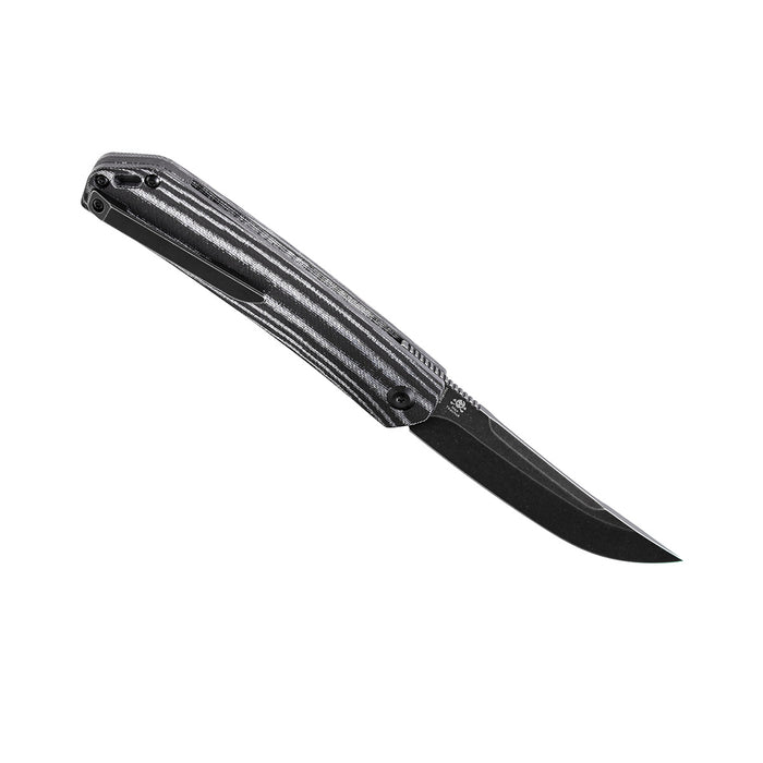 KANSEPT Hazakura Flipper Knife Black and White Micarta Handle (3.53''154CM Blade) Max Tkachuk-T1019C4