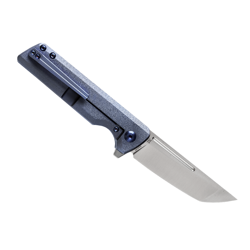 KANSEPT Anomaly Flipper Knife Blue Orange Peel Finish Titanium Handle (3.14''CPM-S35VN Blade) Dirk Pinkerton-K2038T3