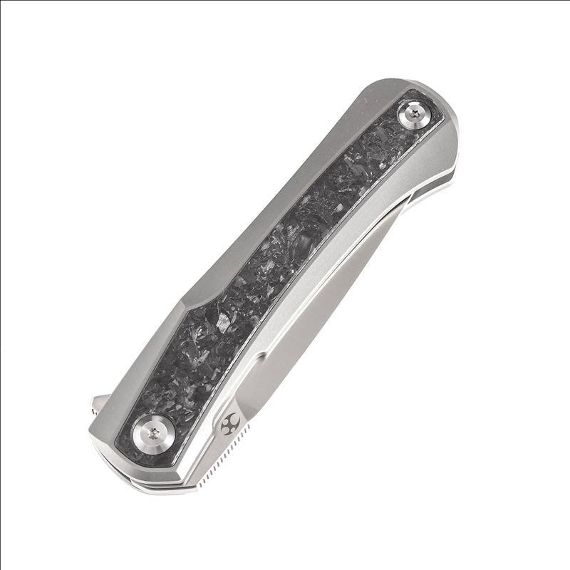 KANSEPT Kratos K1024A1 Ostap Hel Design Titanium Handle with Carbon Fiber Inlay CPM-S35VN Blade