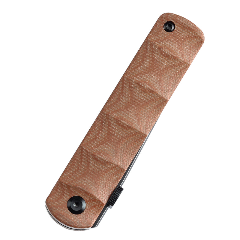 KANSEPT BTF Thumb Disc Knife Brown Micarta Handle (3.24'' CPM S35VN Blade)Rolf Helbig-K1064A5
