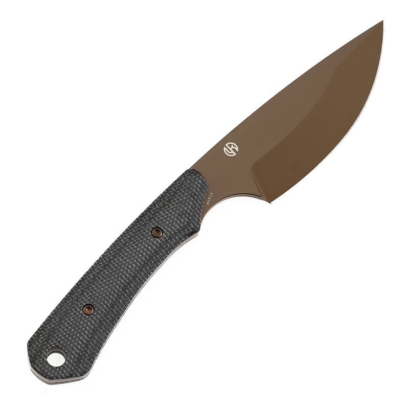 KANSEPT Flank Fixed Blade Black Micarta Handle (3.69'' Rose Gold Coated  D2 Blade) TuffKnives Designed- G006A3