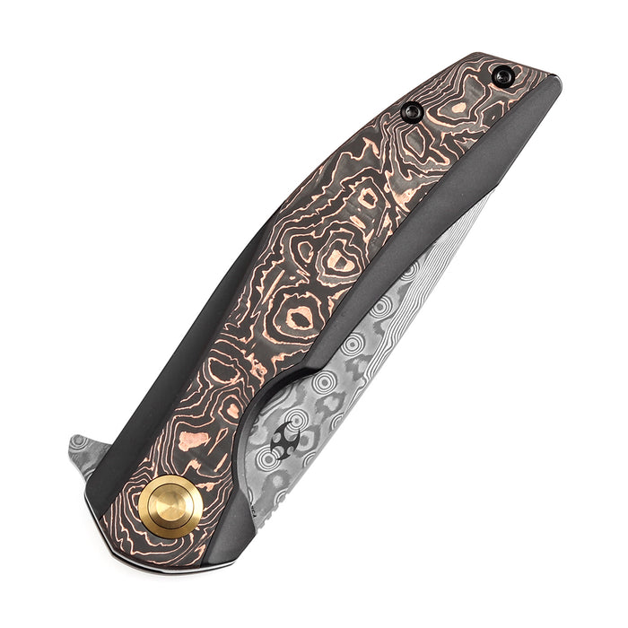 KANSEPT Accipiter Titanium and Copper Carbon Fiber Handle (3.50" Damascus Blade) Kim Ning Design-K1007E4