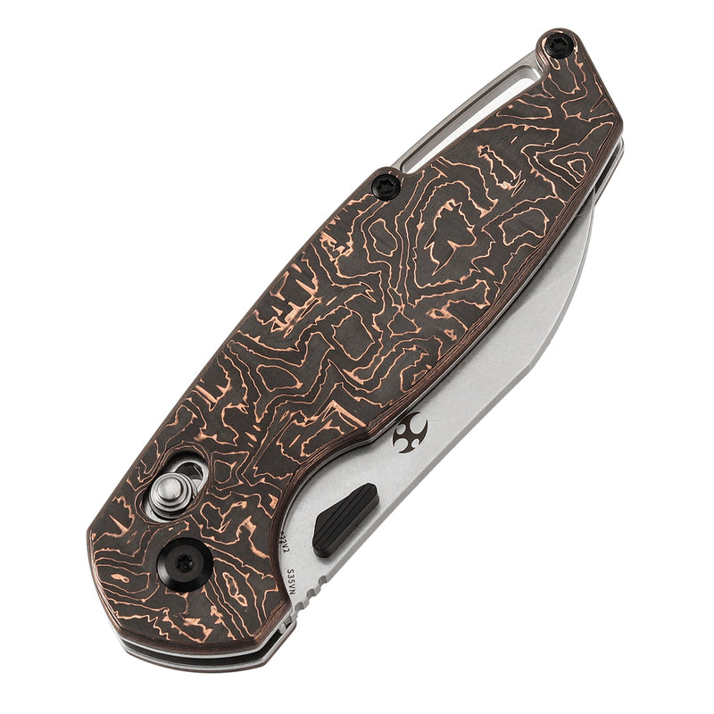 KANSEPT Model 6 Crossbar Lock Knife Copper Carbon Fiber Handle (3.1'' CPM S35VN Blade) Nick Swan Knives Design -K1022V2