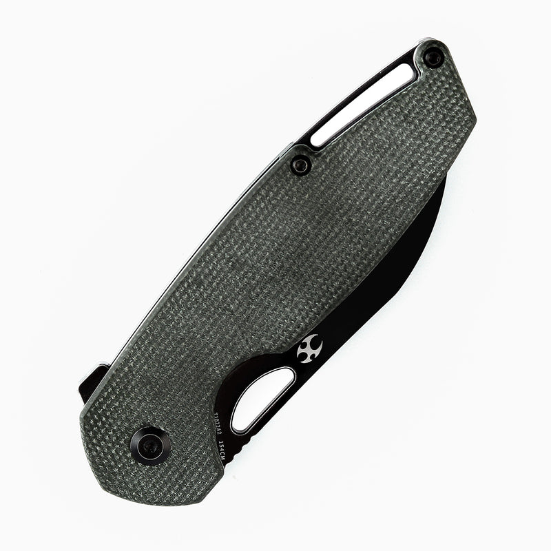 KANSEPT Model 6 Flipper/Thumb Hole Knife Green Micarta Handle (3.1'' 154CM Blade) -T1022A2