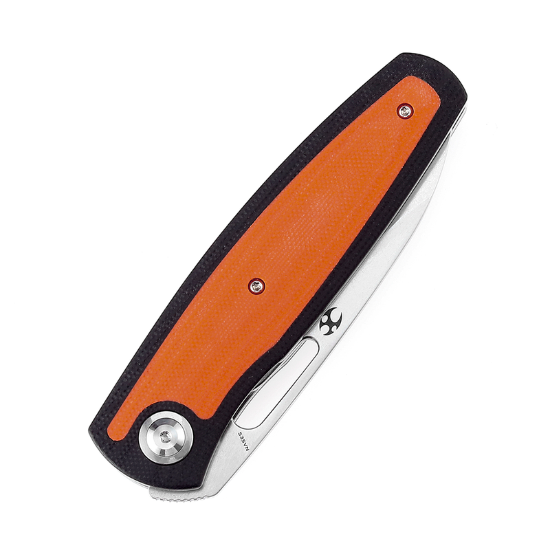 KANSEPT Mato K1050A2 Stonewashed CPM-S35VN Blade Black and Orange G10 Handle with Villella Knives Design