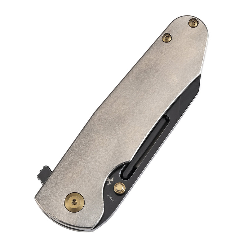 KANSEPT Superhawk Flipper Knife Titanium with Orange Peel Finish Handle(3.89''CPM S35VN Blade) Warhawk Knives Design-K1084A2