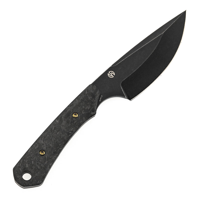 KANSEPT Flank Fixed Blade Shred Carbon Fiber Handle (3.69'' Black Stonewashed D2 Blade) TuffKnives Designed- G006A1
