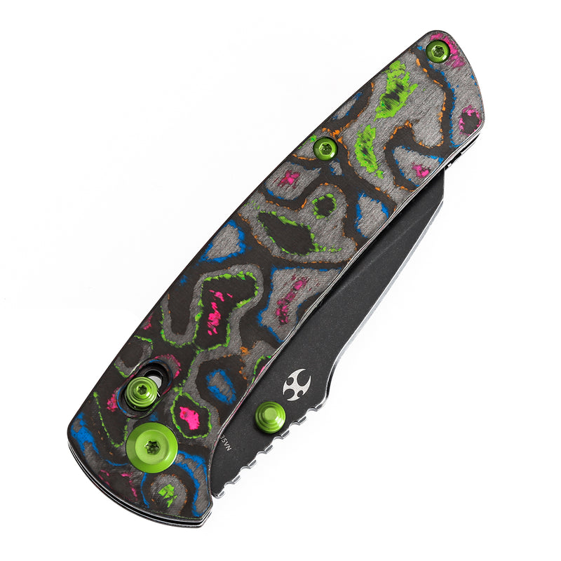 KANSEPT Main Street Thumb Studs/Crossbar Lock Knife 80S Camo Carbon Fiber Handle(3.36''CPM S35VN Blade) Dirk Pinkerton Design-K1015M3