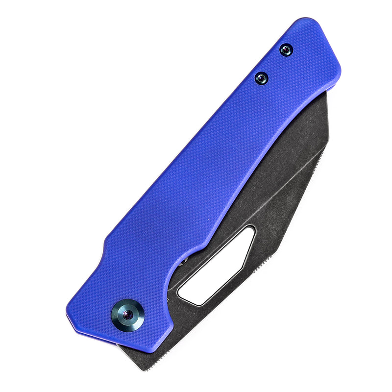 KANSEPT Egress T1033A2 Black Stonewashed 14C28N Blue G10 Handle with Nitch Designs Design