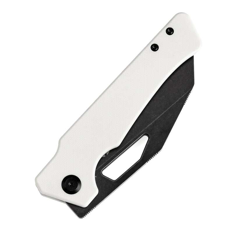 KANSEPT Egress T1033A4 Black Stonewashed 14C28N White G10 Handle with Nitch Designs Design