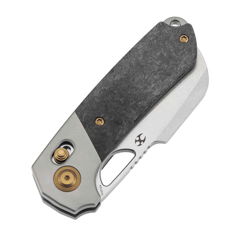 KANSEPT Nahual Crossbar Lock Knife Beadblasted Titanium with Shred Carbon Fiber Handle(2.95" Magnacut Blade)Javier Garcia Design-K2125V2