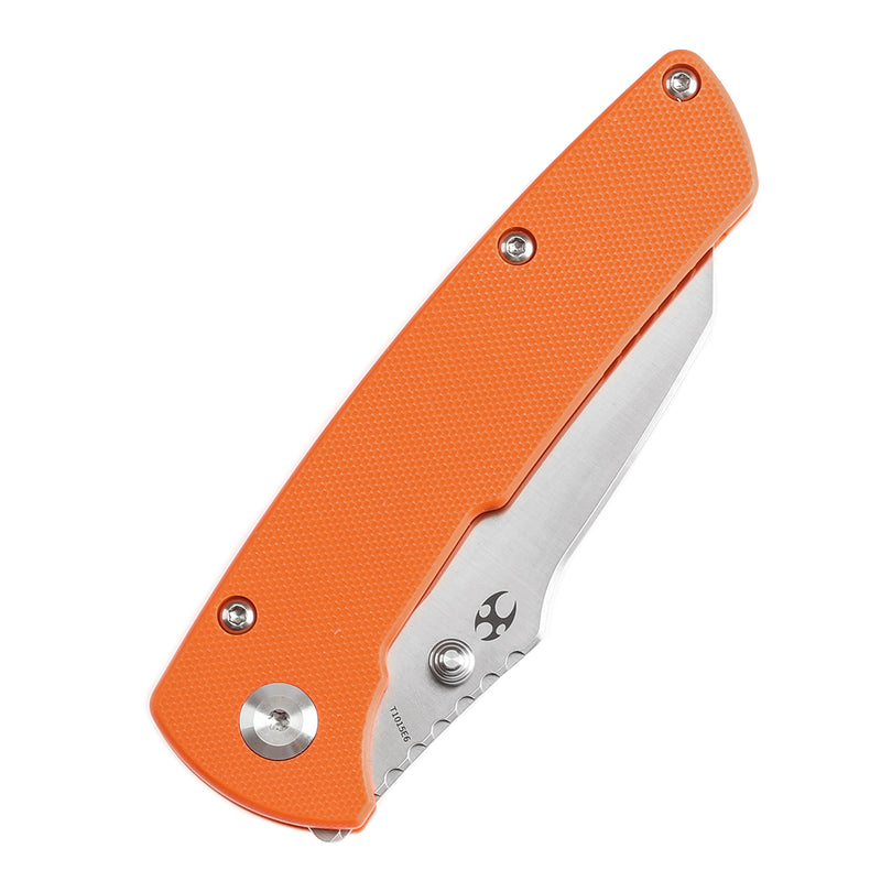 KANSEPT Main Street Thumb Stubs Orange G10 Handle (3.36'' 154CM Blade) Dirk Pinkerton Design-T1015E6