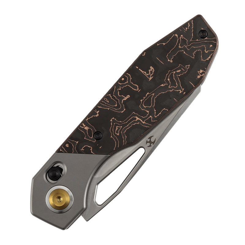 Kansept QTRO | Crossbar Lock | Beadblasted Titanium and Copper Carbon Fiber Inlay| 3.59" Elmax Blade | Luft Concepts Designed |K1118VA1