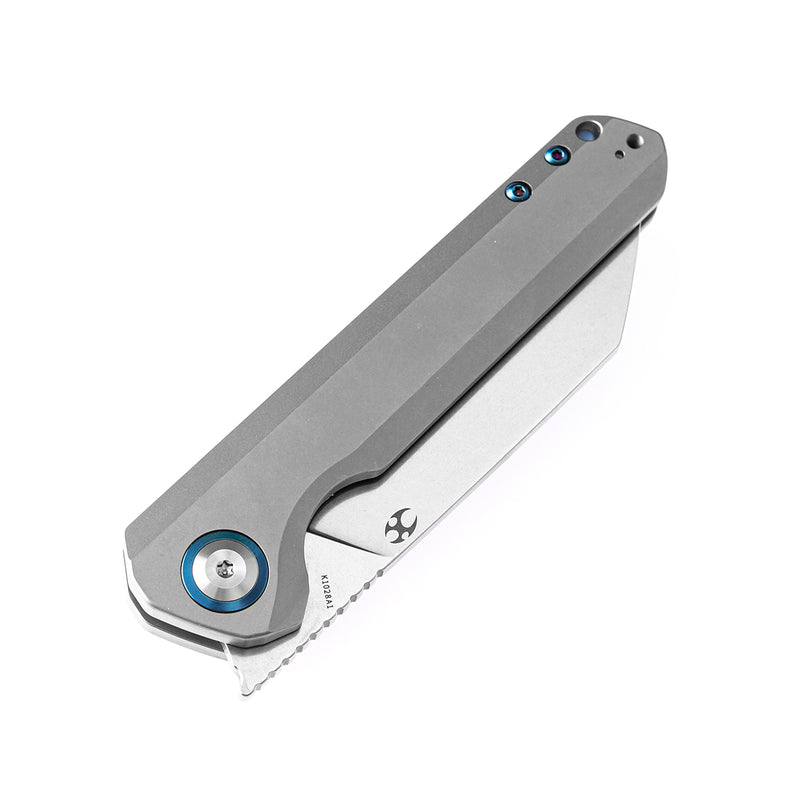 KANSEPT Bulldozer Front Flipper Plain Titanium Handle (3.56" CPM-20CV Blade)Kim Ning Design-K1028A1