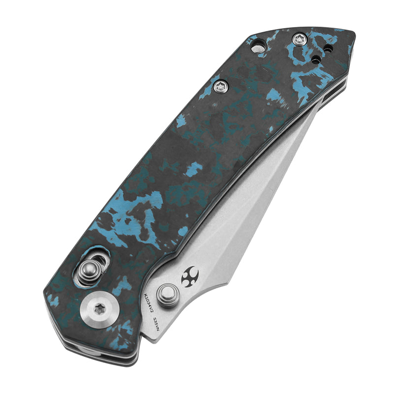 KANSEPT Fenrir Crossbar Lock Knife Arctic Storm Carbon Fiber Handle (3.48'' CPM S35VN Blade) Greg Schob Design - K1034V2