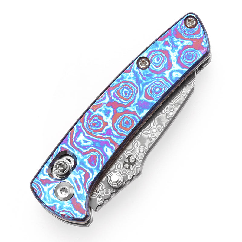 KANSEPT Little Main Street Cross Bar Lock Timascus Handle (2.26'' Damascus Blade) Dirk Pinkerton Design-K2015V3