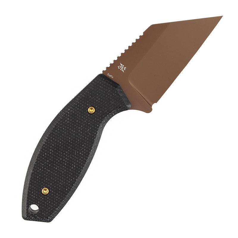 KANSEPT Siafu | Fixed Blade | 2.41" Rose Gold Coated D2 Blade | Black Micarta | Dirk Pinkerton Design | G016A2