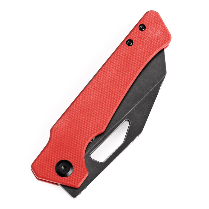 KANSEPT Egress T1033A5 Black Stonewashed 14C28N Red G10 Handle with Nitch Designs Design