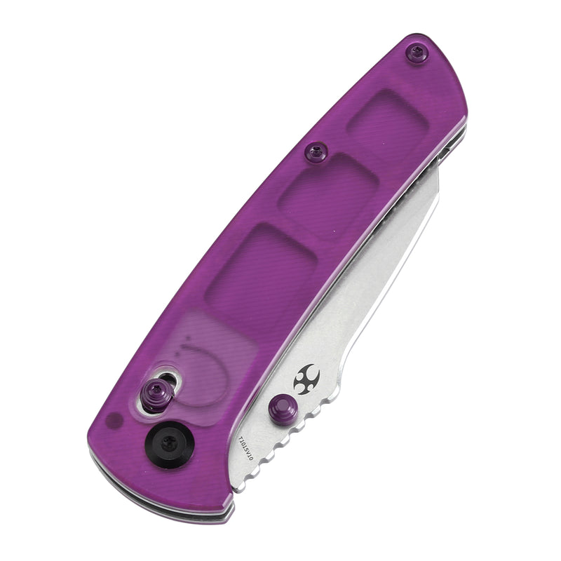 KANSEPT Main Street Thumb Studs/Crossbar Lock Knife Purple Acrylic Handle(3.36''154CM Blade) Dirk Pinkerton Design-T1015V10