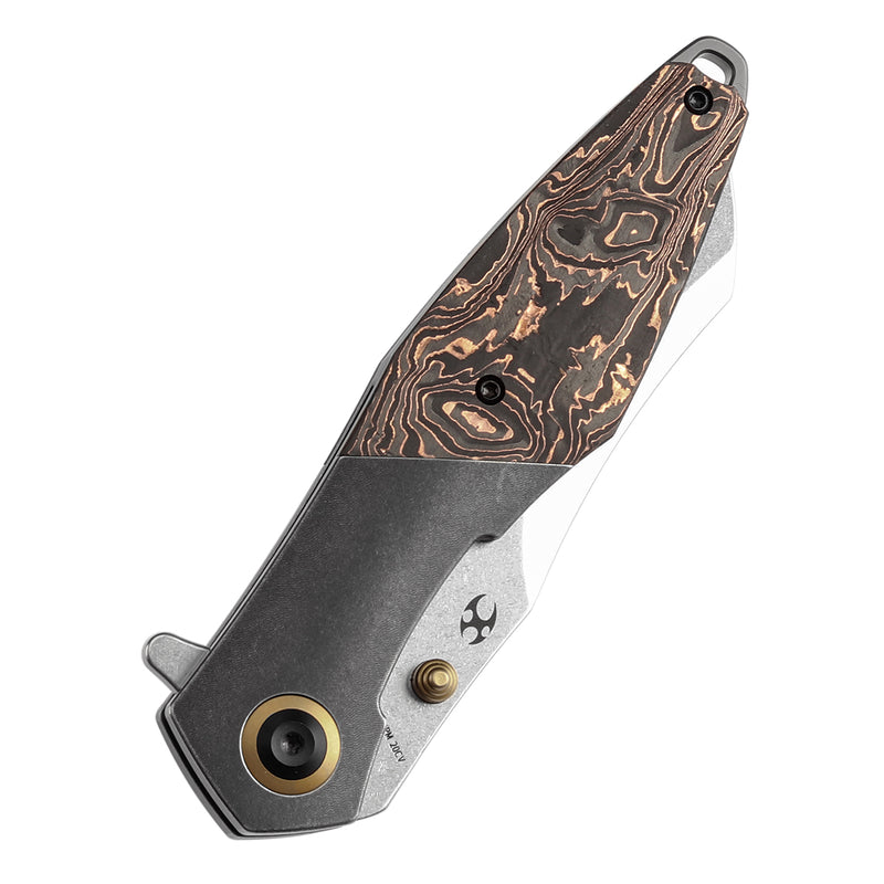 KANSEPT Thumb Stub Mistaken Blackwash Titanium and Copper Carbon Fiber (3.15" CPM 20CV) Jonathan Styles Design- K1053A1