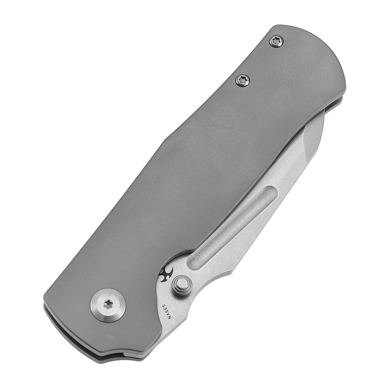 KANSEPT Dreadnaught Thumb Stubs Stonewashed Titanium Handle (3.49''CPM S35VN Blade ) Daniel Sparhawk Design -K1082A1