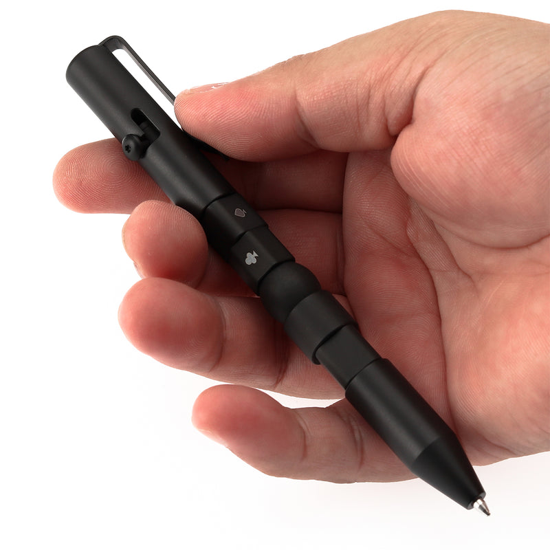 Kansept EDC Customizer Bolt Action Black Anodized Titanium Pen with 'Viking' Pattern Designed by Kevin Passon-G013P2
