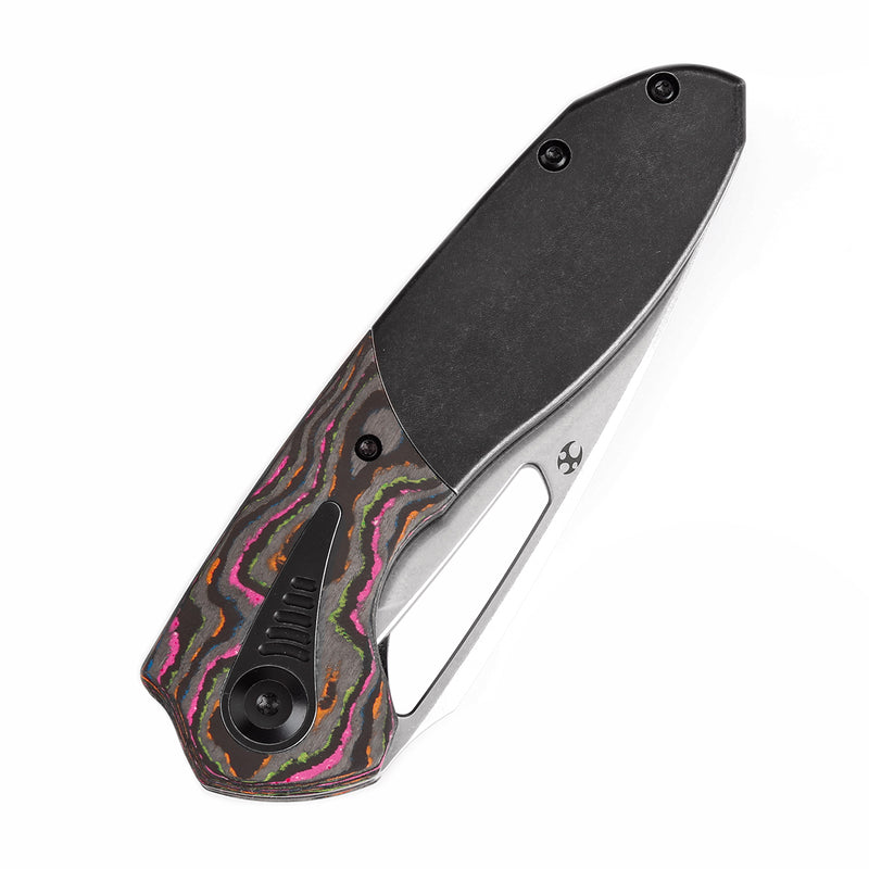 KANSEPT Thoth Thumb Hole Knife Blackwash Titanium and 80S Camo Carbon Handle (3.43''CPM 20CV Blade ) Sparrow Knife Co Design -K1075A1