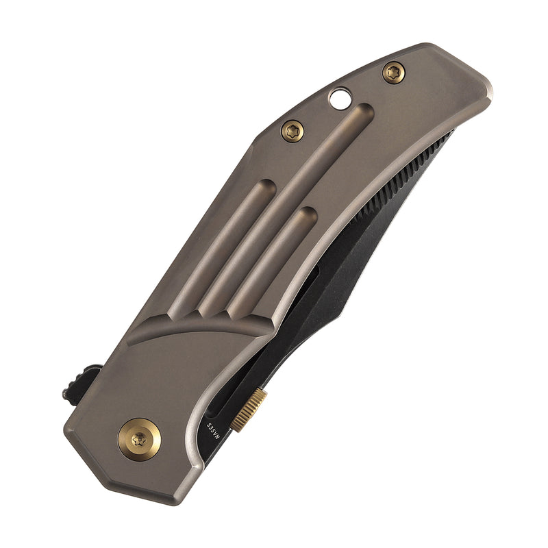 KANSEPT Orion Limited Version Flipper Bronze Anodized Titanium Handle (3.07" Blackwash CPM S35VN with CNC Milling Blade) JB Stout Design-K1089A5