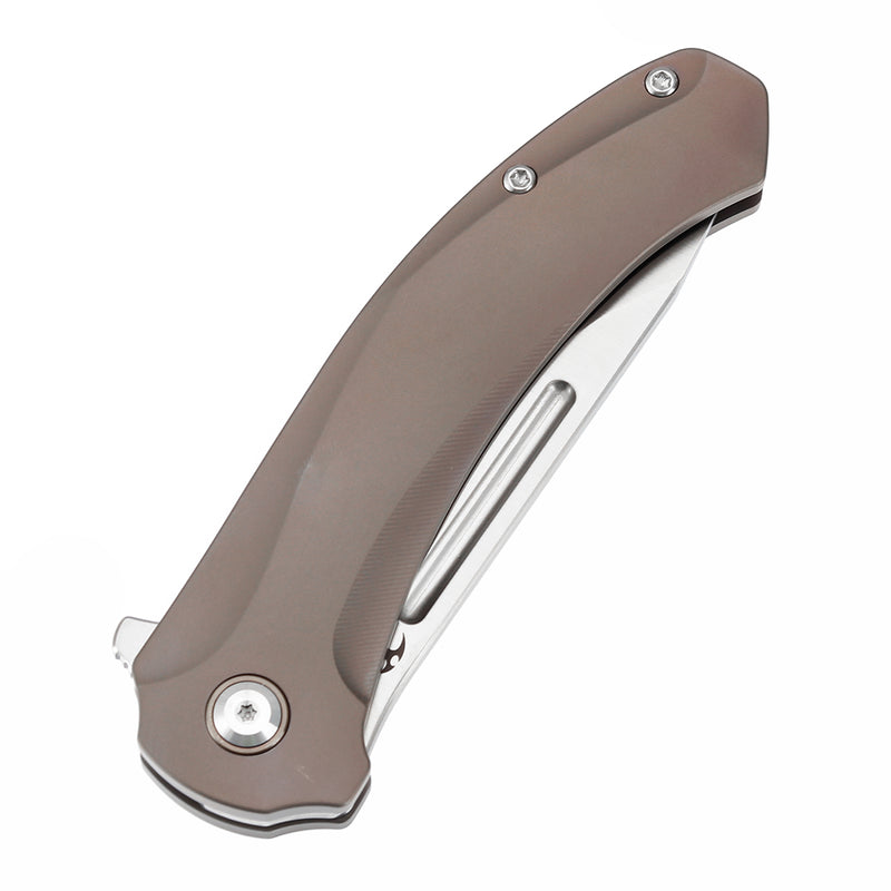 KANSEPT Hira Flipper Bronze Anodized Titanium Handle (3.46" CPM S35VN Blade) with Marco Knives Design-K1090A2